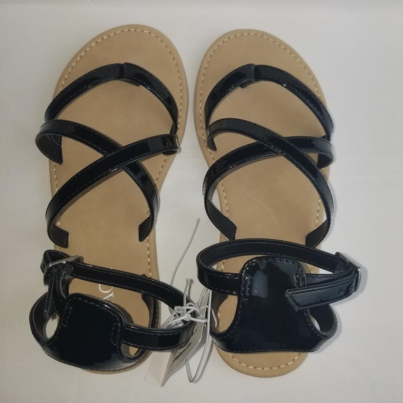 Children's Place Girl's Black Strappy Sandals - Picture 2 of 6
